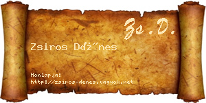 Zsiros Dénes névjegykártya