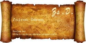 Zsiros Dénes névjegykártya